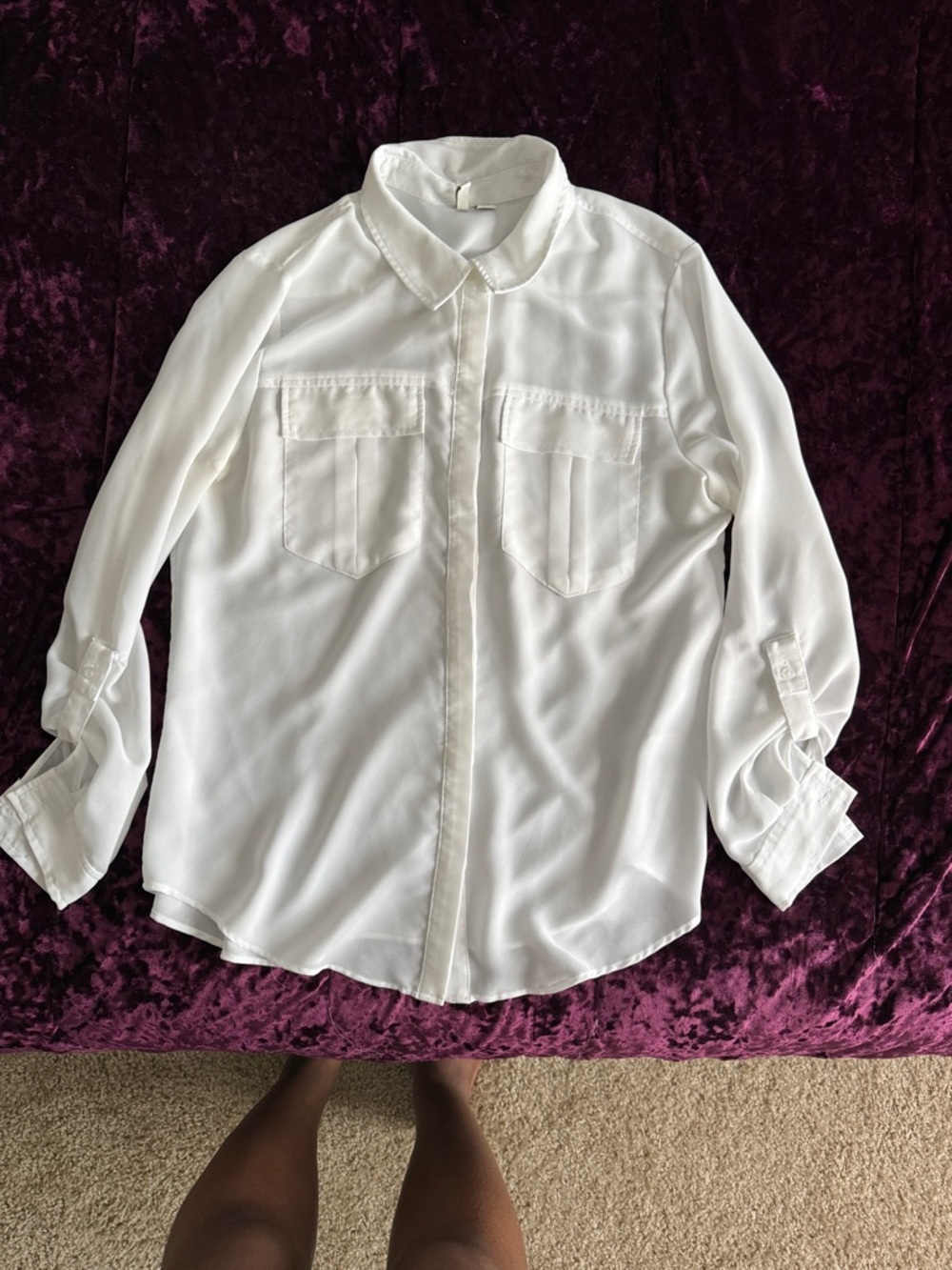 Cato White Button-Front Pocket Shirt